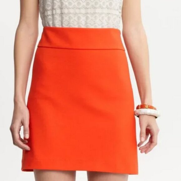 J. CREW Orange Double Serge Cotton Mini A Line Skirt 10 - Picture 1 of 13
